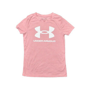 Under Armour Women's Size S Basic Short Sleeve Pink Polyester Round Neck Solid